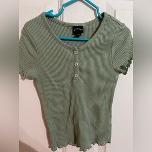 2 Art Class tops-White Floral and Green